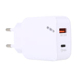 LZ-819A+C QC3.0 USB + PD 18W USB-C / Type-C 介面旅行充電器，帶指示燈，歐規插頭，歐規插頭