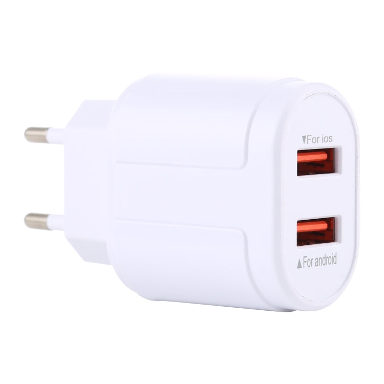LZ-022 5V 2.4A 雙 USB 埠旅行充電器，歐規插頭
