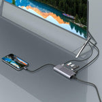 6 合 1 USB 2.0 x 3 + HDMI + RJ45 + 8 Pin 母充電埠轉 8 Pin 公多功能擴充底座轉接器，79591