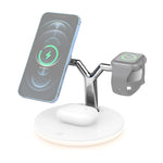 3 合 1 25W 多功能磁吸無線充電器，適用手機、Apple Watch 及 AirPods，附彩色 LED 燈