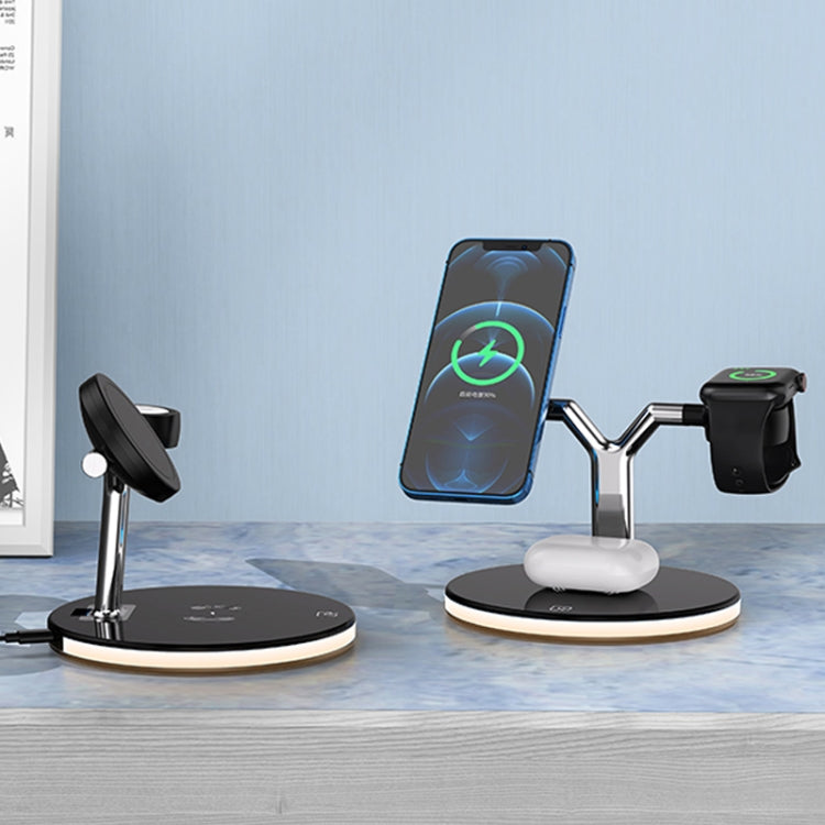 3 合 1 25W 多功能磁吸無線充電器，適用手機、Apple Watch 及 AirPods，附彩色 LED 燈