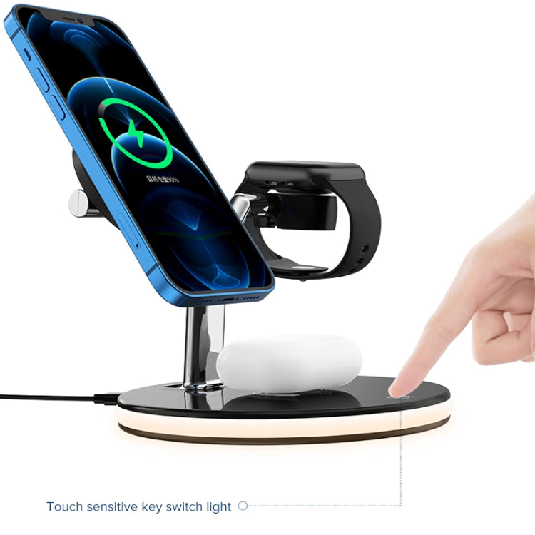 3 合 1 25W 多功能磁吸無線充電器，適用手機、Apple Watch 及 AirPods，附彩色 LED 燈
