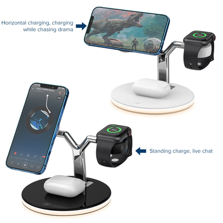 3 合 1 25W 多功能磁吸無線充電器，適用手機、Apple Watch 及 AirPods，附彩色 LED 燈