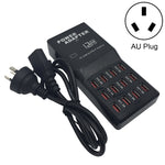 W-858 12A 12 埠 USB 快速充電座桌面智慧充電器 AC100-240V，AU 插頭，AU 插頭