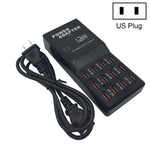 W-858 12A 12 埠 USB 快速充電座桌面智慧充電器 AC100-240V，US 插頭，US 插頭