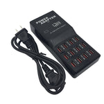 W-858 12A 12 埠 USB 快速充電座桌面智慧充電器 AC100-240V，US 插頭，US 插頭