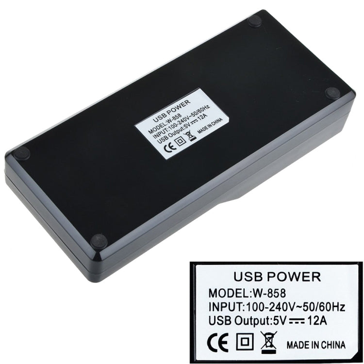 W-858 12A 12 埠 USB 快速充電座桌面智慧充電器 AC100-240V，EU 插頭，EU 插頭