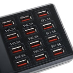 W-858 12A 12 埠 USB 快速充電座桌面智慧充電器 AC100-240V，EU 插頭，EU 插頭
