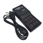 W-858 12A 12 埠 USB 快速充電座桌面智慧充電器 AC100-240V，EU 插頭，EU 插頭