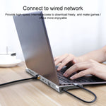 11合1 RJ45 + 87W PD + SD/TF + USBx3 + HDMI + VGA + 3.5mm AUX轉Type-C集線器轉接器，11合1