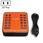 WLX-840 200W 40 埠 USB 數字顯示智能充電站 AC100-240V，美國插頭（黑+橙）、美國插頭