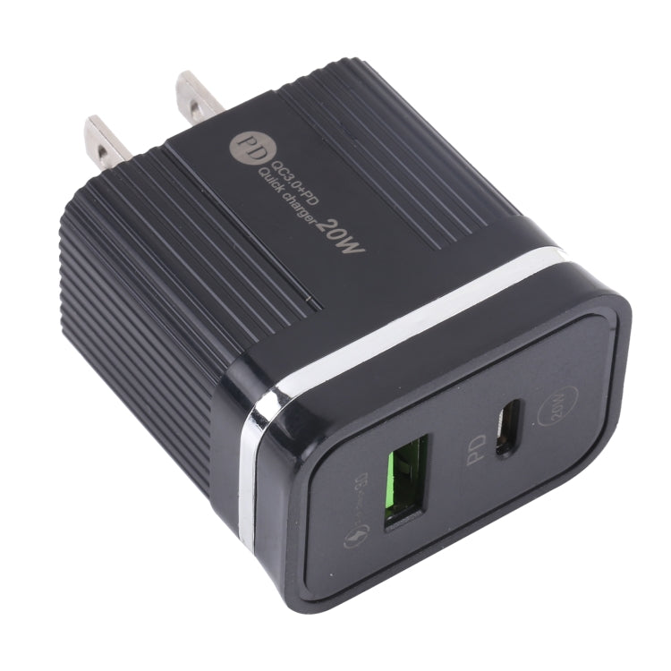 46-A2C2 20W PD + QC3.0 USB 多功能快速充電器，美規插頭，美規插頭