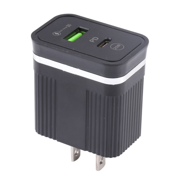 46-A2C2 20W PD + QC3.0 USB 多功能快速充電器，美規插頭，美規插頭