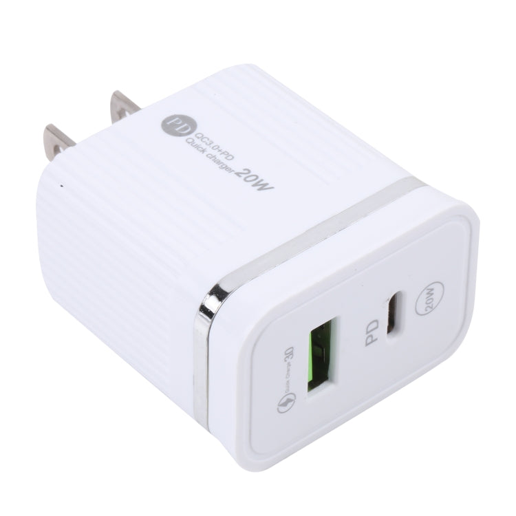 46-A2C2 20W PD + QC3.0 USB 多功能快速充電器，美規插頭，美規插頭