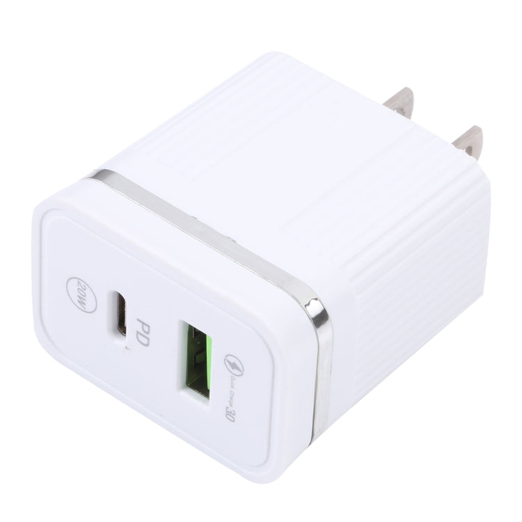 46-A2C2 20W PD + QC3.0 USB 多功能快速充電器，美規插頭，美規插頭