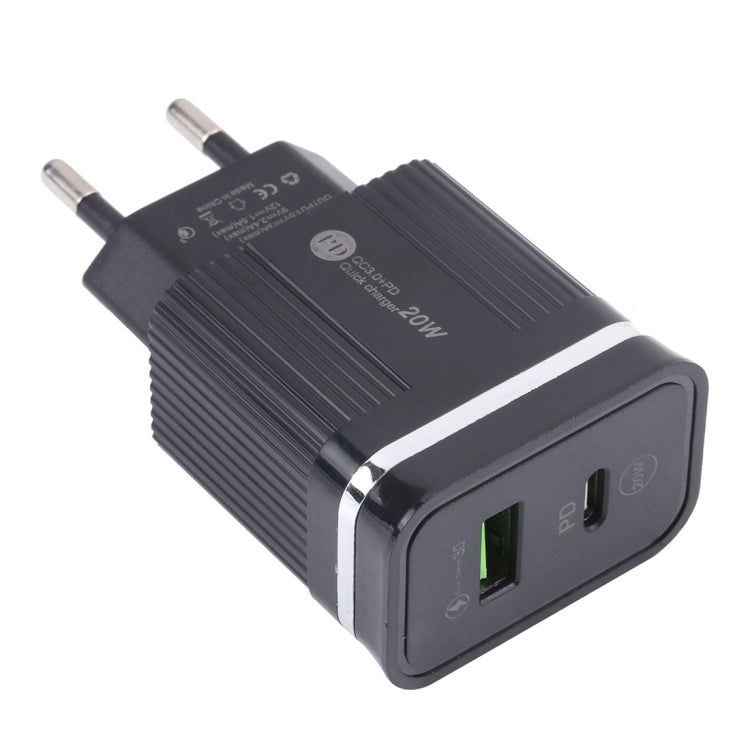 46-A2C2 20W PD + QC3.0 USB 多功能快充器，歐規插頭，歐規插頭
