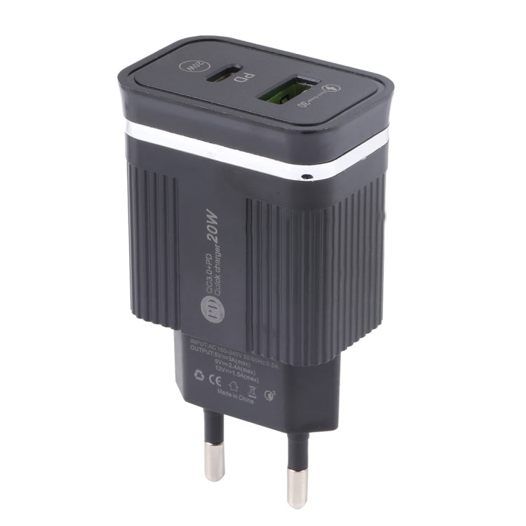 46-A2C2 20W PD + QC3.0 USB 多功能快充器，歐規插頭，歐規插頭