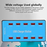 A5B 100W 10 埠 USB 智能充電站附指示燈，美國插頭，100W