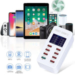 A8 50W 8 埠 USB + QC3.0 智能充電站，帶數字顯示 AC100-240V，澳洲插頭，A8 澳洲插頭