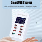 A8 50W 8 埠 USB + QC3.0 智能充電站，帶數字顯示 AC100-240V，澳洲插頭，A8 澳洲插頭
