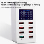 A8 50W 8 埠 USB + QC3.0 智能充電站，帶數字顯示 AC100-240V，英國插頭，A8 英國插頭