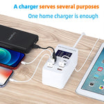 A8T 60W 8 埠 USB + QC3.0 + PD Type-C 智能充電站，帶數字顯示 AC100-240V，澳洲插頭，A8T 澳洲插頭
