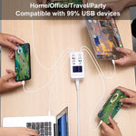 A8T 60W 8 埠 USB + QC3.0 + PD Type-C 智能充電站，帶數字顯示 AC100-240V，歐洲插頭，A8T 歐洲插頭