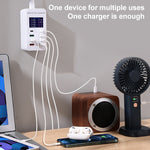 A8T 60W 8 埠 USB + QC3.0 + PD Type-C 智能充電站，帶數字顯示 AC100-240V，英國插頭，A8T 英國插頭