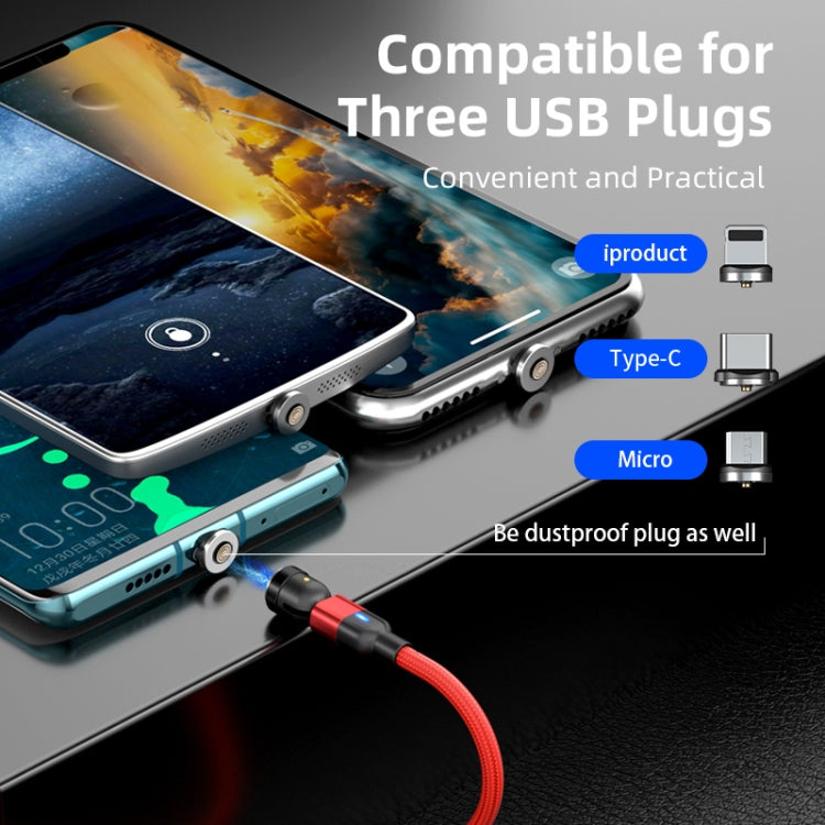 1米 3A 輸出 3 合 1 USB 轉 8 Pin + USB-C / Type-C + Micro USB 540 度旋轉磁吸數據同步充電線，1米 3 合 1