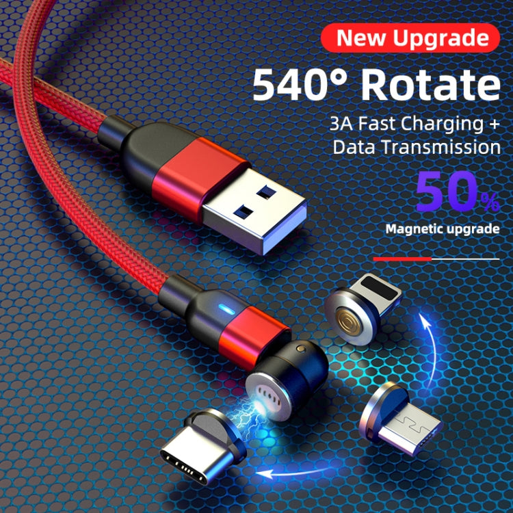 1米 3A 輸出 3 合 1 USB 轉 8 Pin + USB-C / Type-C + Micro USB 540 度旋轉磁吸數據同步充電線，1米 3 合 1