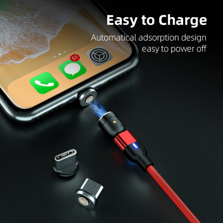 1米 3A 輸出 3 合 1 USB 轉 8 Pin + USB-C / Type-C + Micro USB 540 度旋轉磁吸數據同步充電線，1米 3 合 1