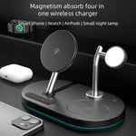 S20 4 合 1 15W 多功能磁吸無線充電器，帶夜燈與手機/ AirPods 支架，S20 黑色，S20 白色