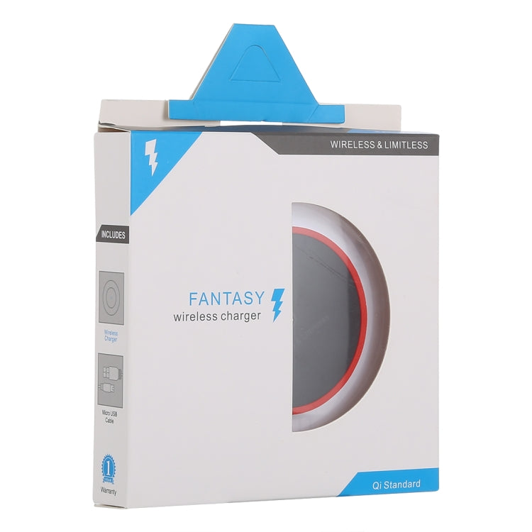 FANTASY 5V 1A 輸出 Qi 標準超薄無線充電器，帶充電指示燈，支援 QI 標準手機，FANTASY 5V 1A，FANTASY 白色