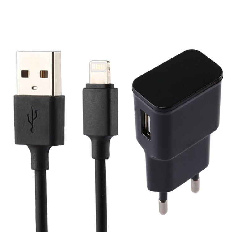 適用於 iPhone 5V 2.1A 智能識別 USB 充電器，附 1 米 USB 轉 8 Pin 充電線，歐規插頭