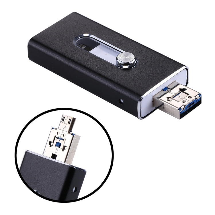 RQW-02 3合1 USB 2.0 & 8針 & Micro USB 32GB 隨身碟，RQW-02 黑色