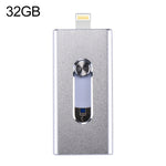 RQW-02 3 合 1 USB 2.0 & 8 Pin & Micro USB 32GB 隨身碟，RQW-02 銀色