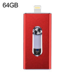 RQW-02 3 合 1 USB 2.0 & 8 Pin & Micro USB 64GB 隨身碟，RQW-02 紅色