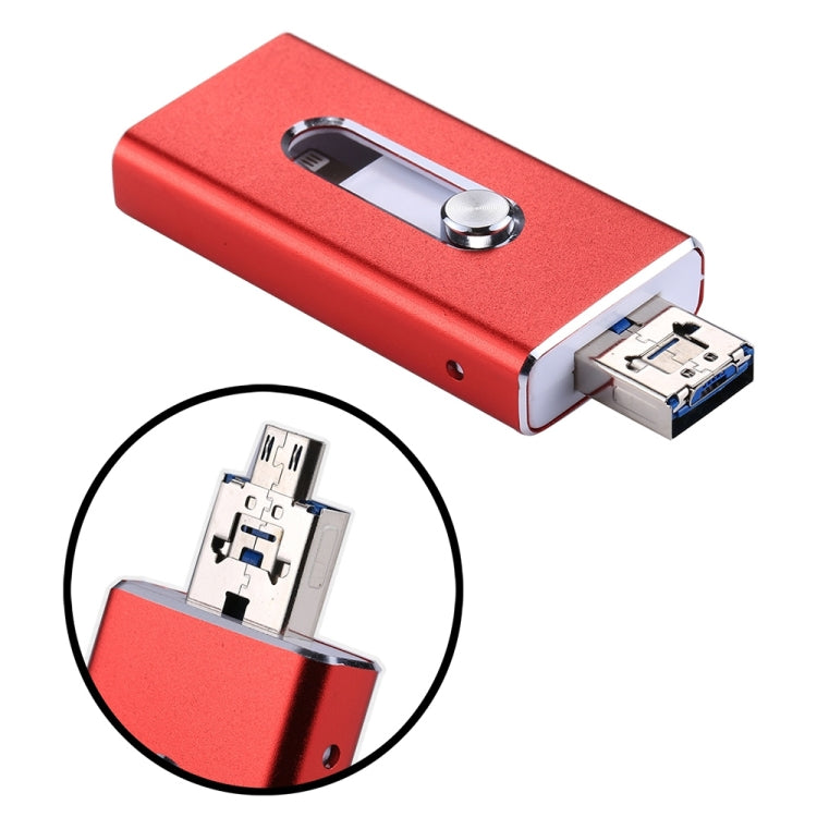 RQW-02 3 合 1 USB 2.0 & 8 Pin & Micro USB 64GB 隨身碟，RQW-02 紅色