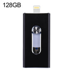 RQW-02 3 合 1 USB 2.0 & 8 Pin & Micro USB 128GB 隨身碟，RQW-02 黑色