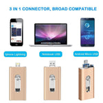 RQW-02 3 合 1 USB 2.0 & 8 Pin & Micro USB 128GB 隨身碟，RQW-02 黑色