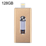 RQW-02 3 合 1 USB 2.0 & 8 Pin & Micro USB 128GB 隨身碟，RQW-02 金色