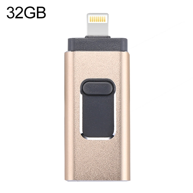 easyflash RQW-01B 3 合 1 USB 2.0 & 8 Pin & Micro USB 32GB 隨身碟，RQW-01B 金色