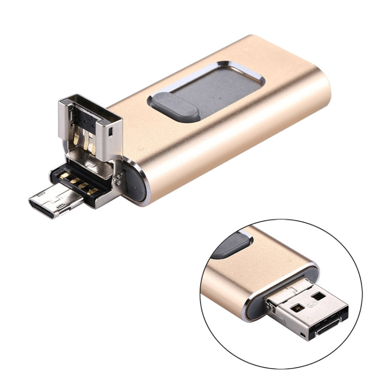 easyflash RQW-01B 3 合 1 USB 2.0 & 8 Pin & Micro USB 32GB 隨身碟，RQW-01B 金色