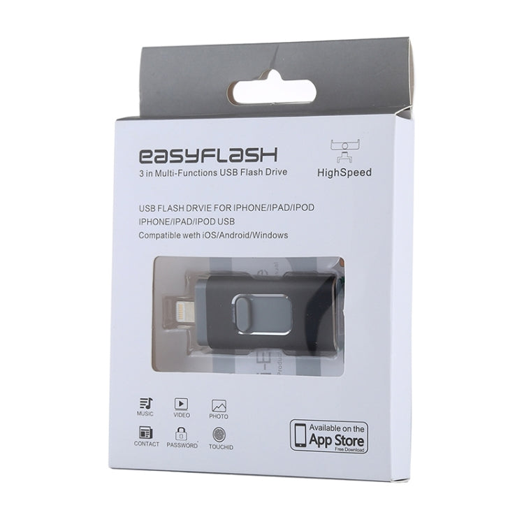 easyflash RQW-01B 3 合 1 USB 2.0 & 8 Pin & Micro USB 64GB 隨身碟，RQW-01B 黑色