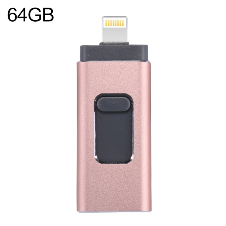 easyflash RQW-01B 3合1 USB 2.0 & 8 Pin & Micro USB 64GB 隨身碟，RQW-01B 玫瑰金