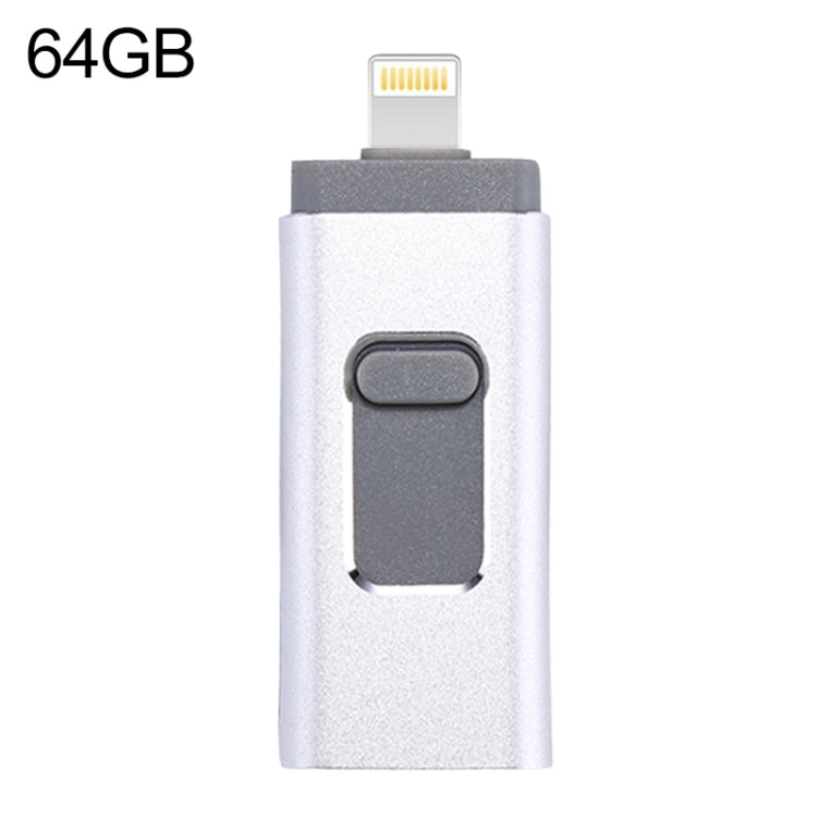 easyflash RQW-01B 3 合 1 USB 2.0 & 8 Pin & Micro USB 64GB 隨身碟，RQW-01B 銀色