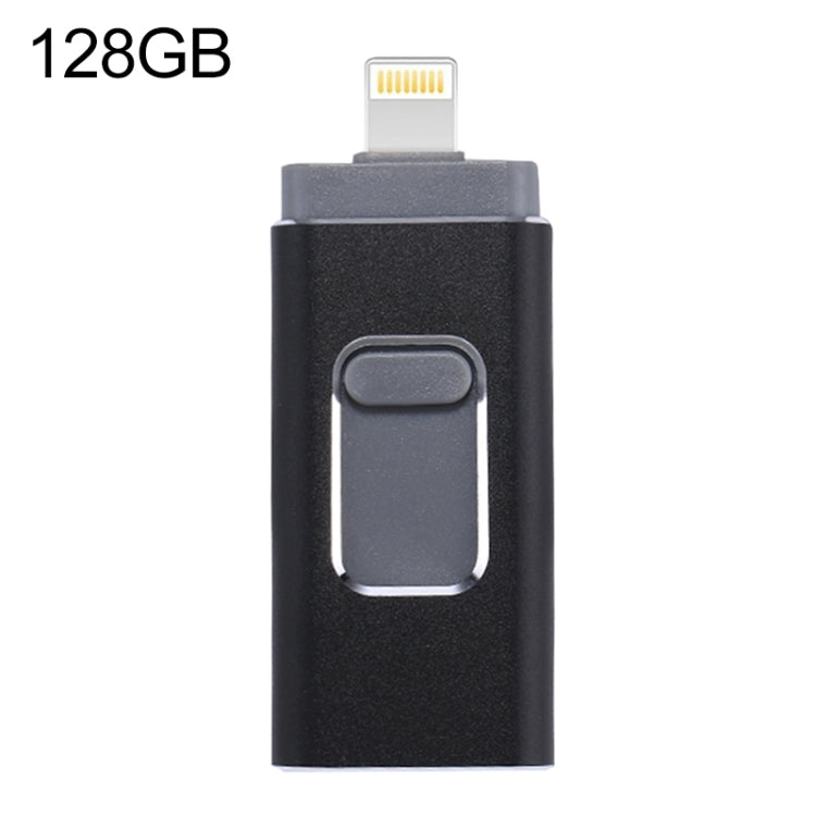 easyflash RQW-01B 3 合 1 USB 2.0 & 8 Pin & Micro USB 128GB 隨身碟，RQW-01B 黑色