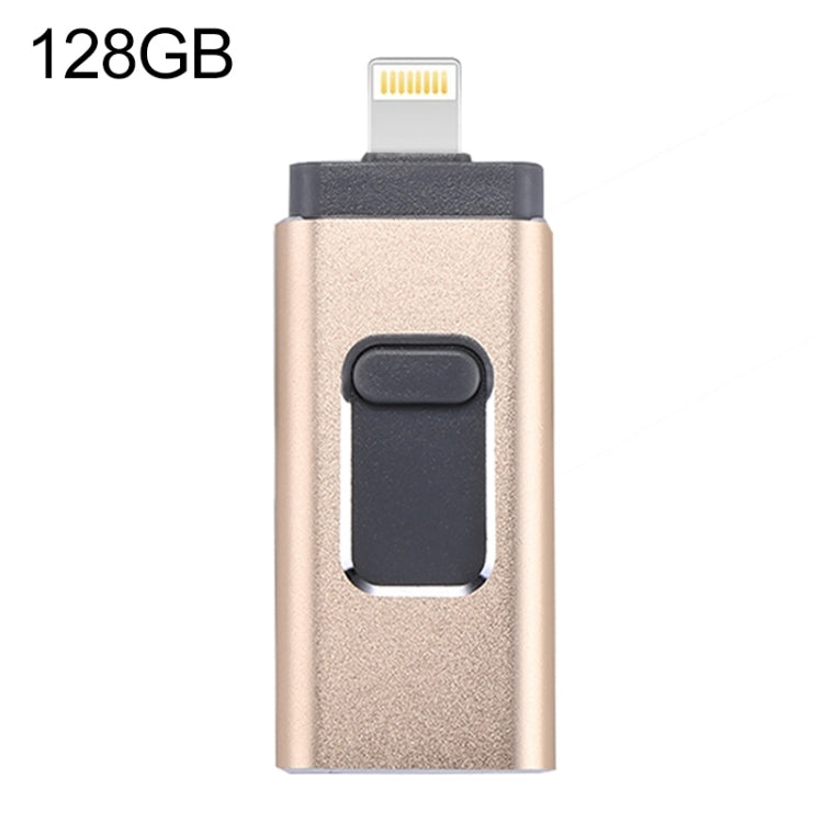 easyflash RQW-01B 3 合 1 USB 2.0 & 8 Pin & Micro USB 128GB 隨身碟，RQW-01B 金色