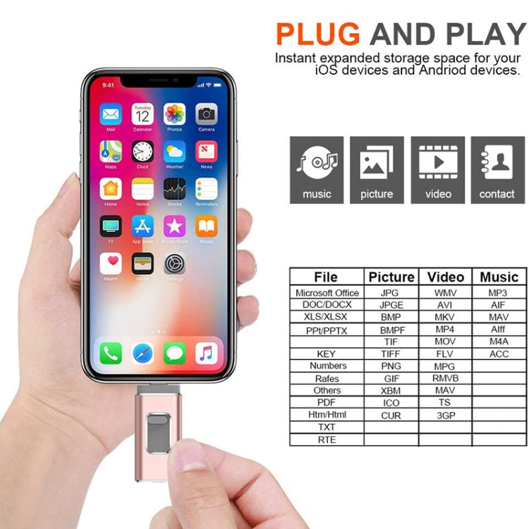 easyflash RQW-01B 3 合 1 USB 2.0 & 8 Pin & Micro USB 128GB 隨身碟，RQW-01B 金色