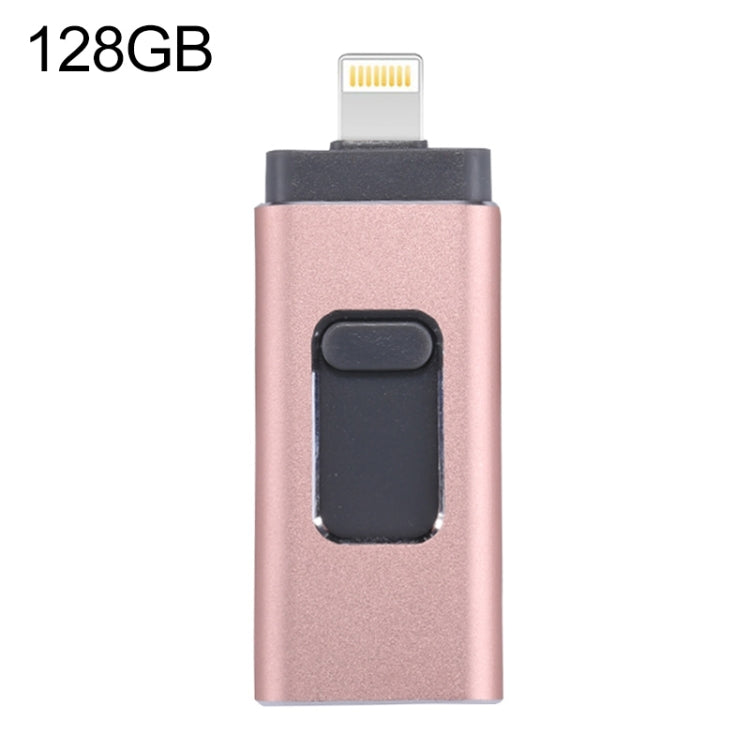 easyflash RQW-01B 3 合 1 USB 2.0 & 8 Pin & Micro USB 128GB 隨身碟，RQW-01B 玫瑰金